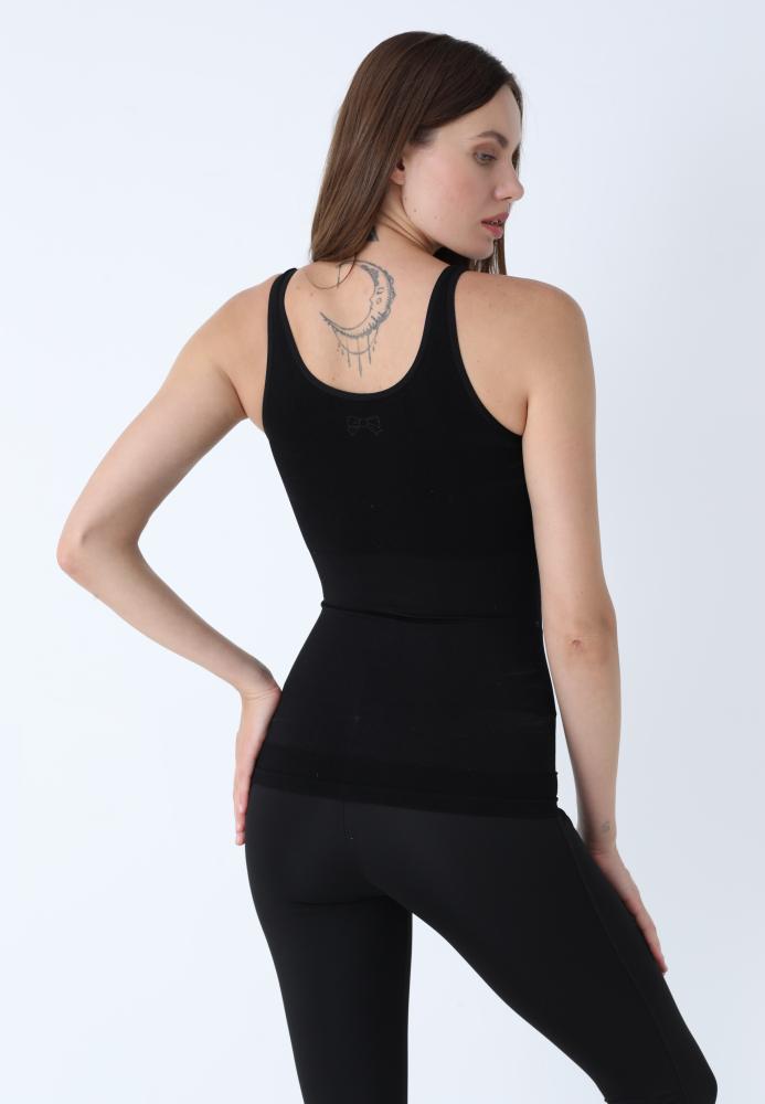 Maiou Dama Modelator in Talie cu Bretele Groase, Culoare Negru,Engros